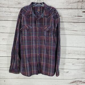 Moonshine Purple Plaid Pearl Snap Western Shirt Size XXL